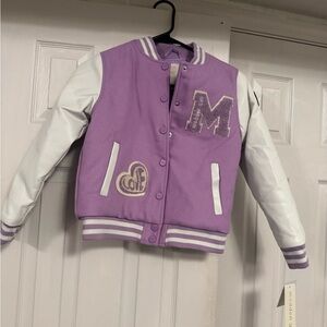 Madden Girl Lavender and White Varsity Jacket